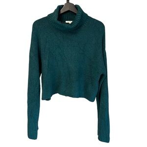Z Supply Ursa Turtleneck Crop Sweater Forest Green Large Contemporary Cozy